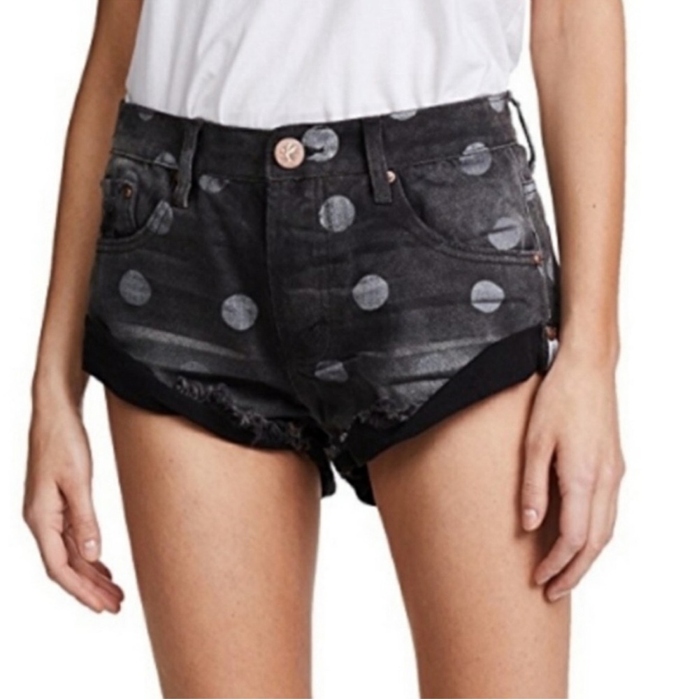 One Teaspoon Black and Gray Polka Dot Shorts